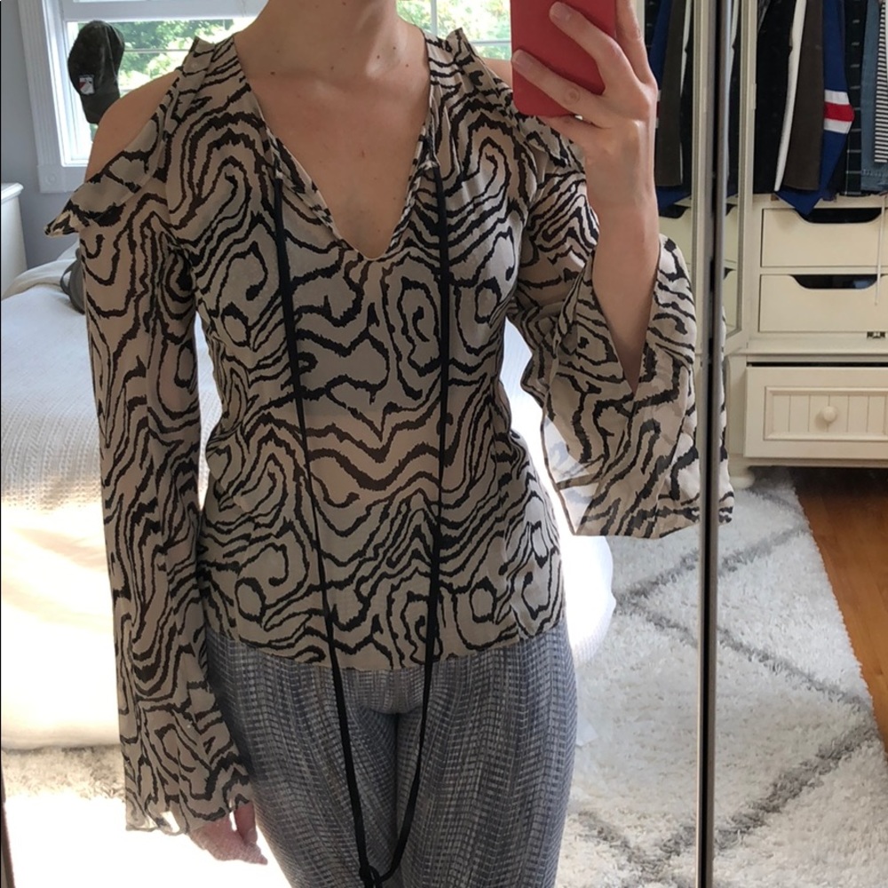 Derek Lam 10 Crosby silk cold shoulder blouse